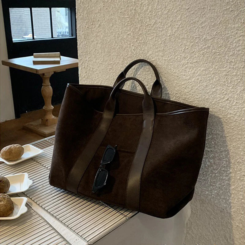 Amblot Coffee Classic suede tote bag