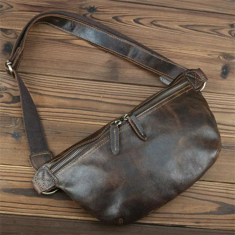 Amblot Coffee Compact leather fanny pack