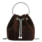 Amblot Coffee Corduroy handbag with chain strap