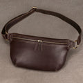 Amblot Coffee Elegant men leather bum bag