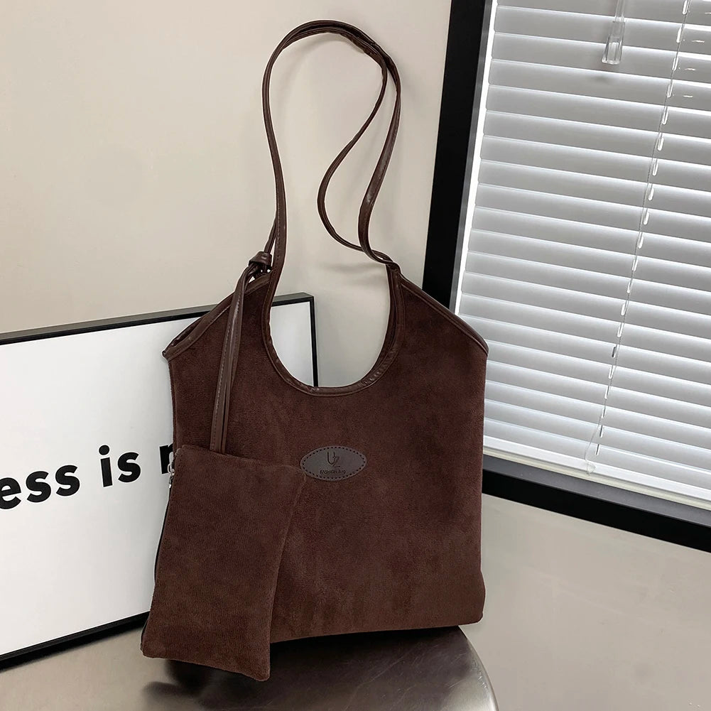 Amblot Coffee Foldable suede tote for shopping