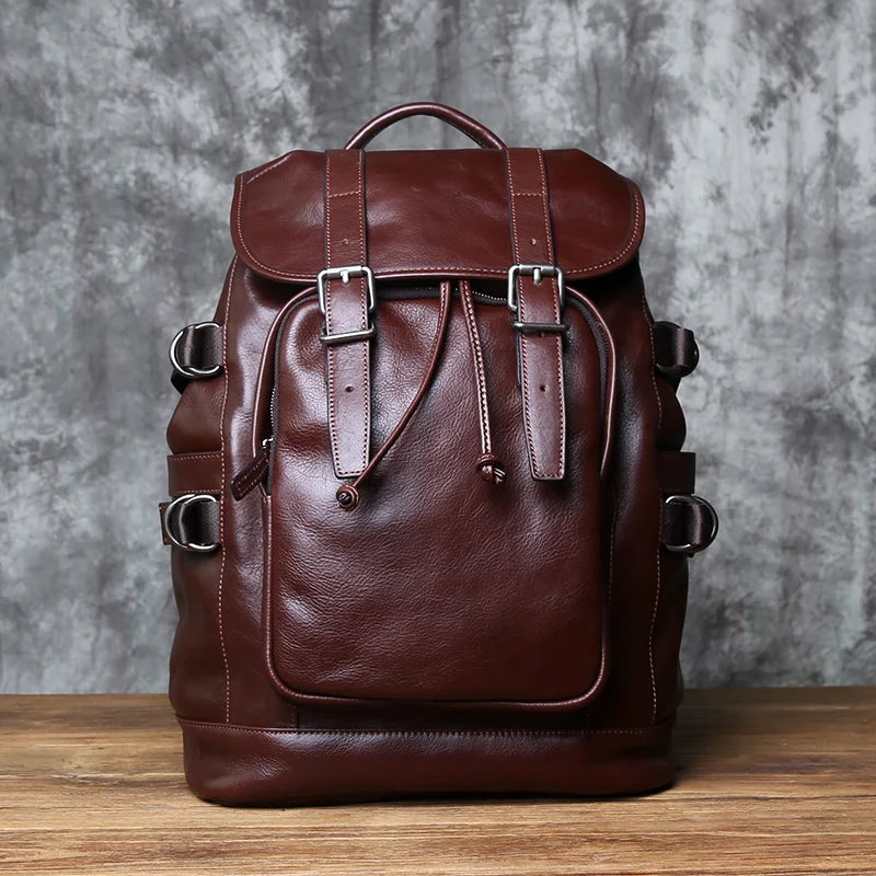 Amblot Coffee Heavy-duty leather rucksack