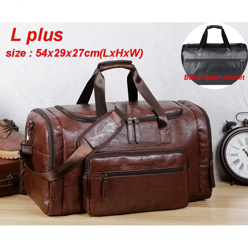 Amblot Coffee (Large) Style B Convertible leather duffle bag