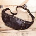 Amblot Coffee Leather belt bag for men