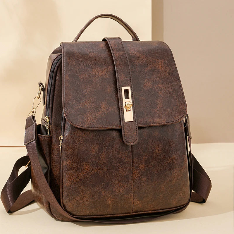 Amblot Coffee Leather flap satchel