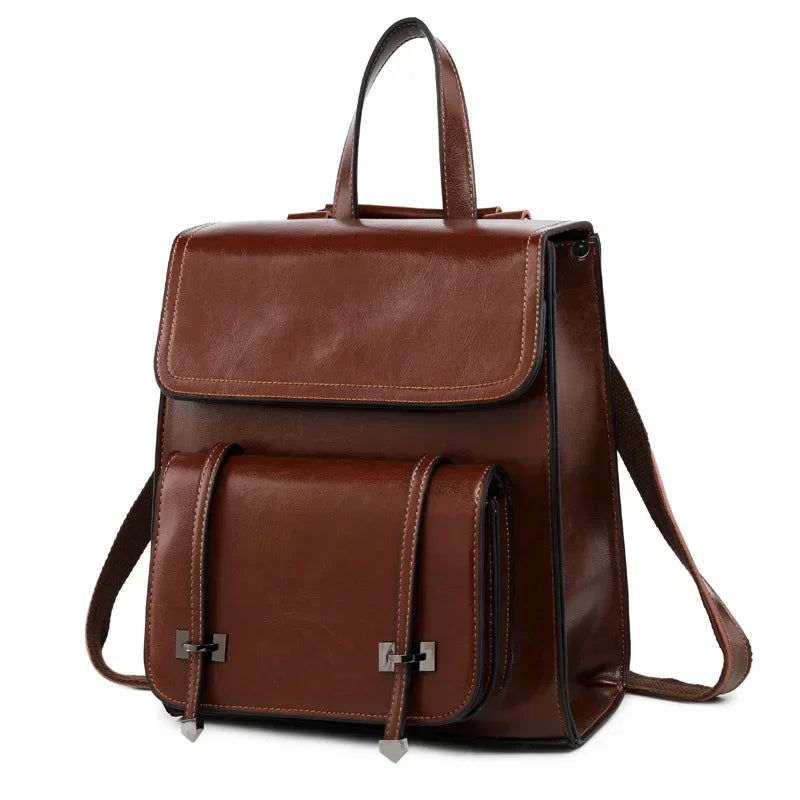 Amblot Coffee Leather satchel backpack
