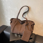 Amblot Coffee Lightweight suede tote bag