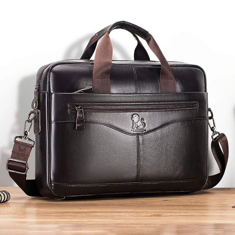 Amblot Coffee Men's structured leather laptop case