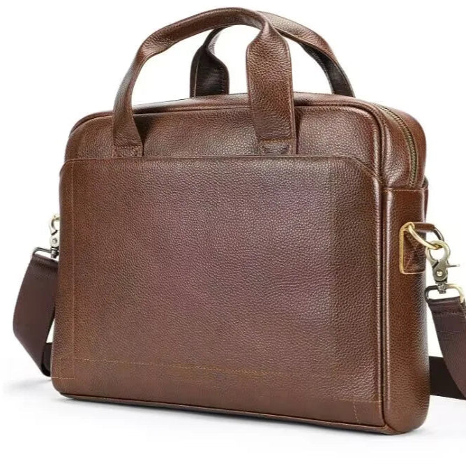 Amblot Coffee Modern leather briefcase with handle