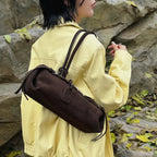 Amblot Coffee Rectangular suede handbag