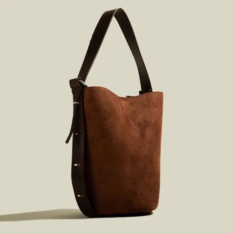 Amblot Coffee Retro suede tote bag