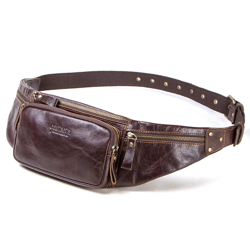 Amblot Coffee Simple leather belt bag