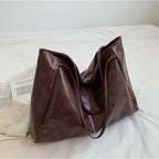 Amblot Coffee Sleek leather tote bag for women