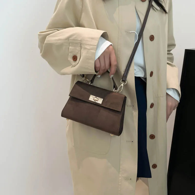 Amblot Coffee Structured suede purse