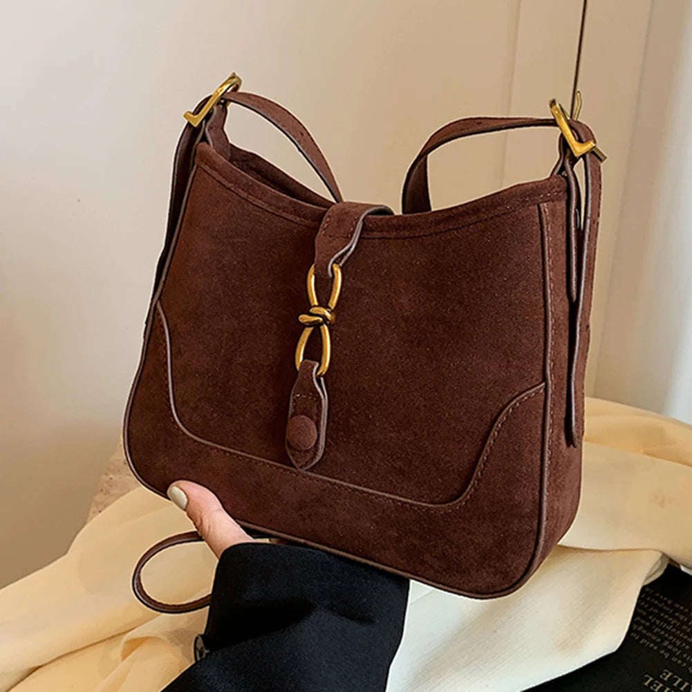 Amblot Coffee Suede crossbody purse