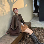 Amblot Coffee Suede shopper handbag