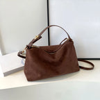 Amblot Coffee Suede shoulder handbag