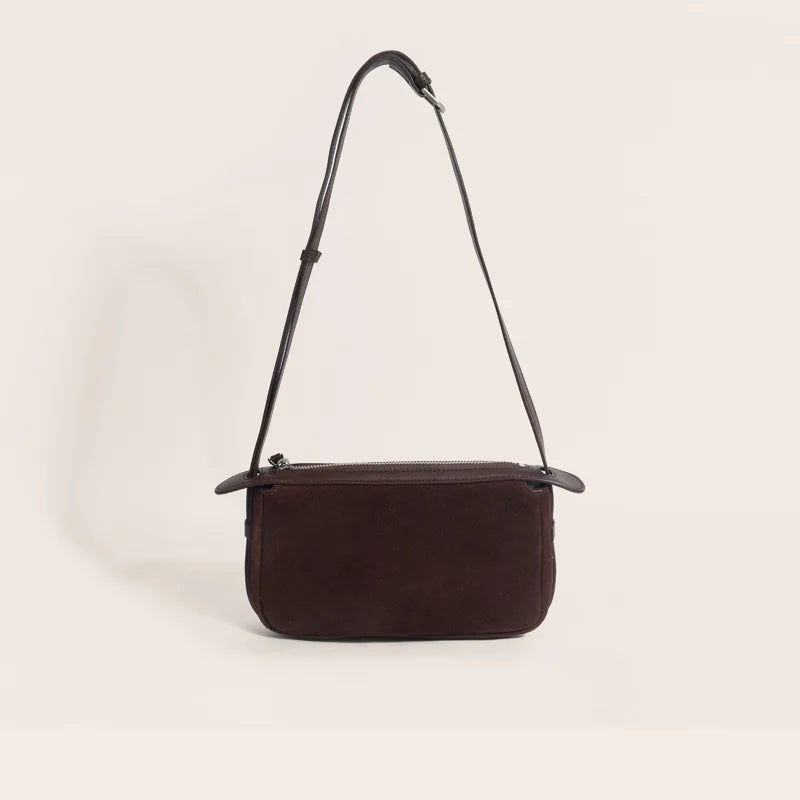 Amblot Coffee Suede shoulder purse