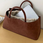 Amblot Coffee Suede tote bag with structured silhouette
