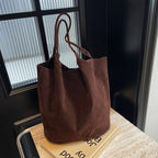 Amblot Coffee Tall suede tote bag