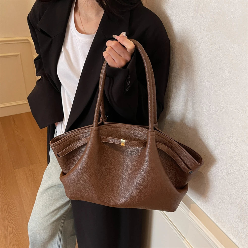 Amblot Coffee Versatile leather handbag