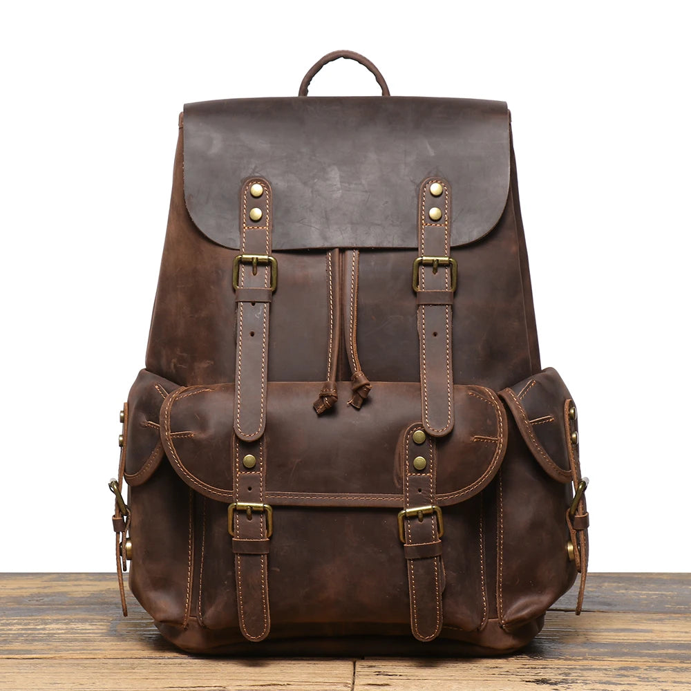 Amblot Coffee Vintage brown leather rucksack