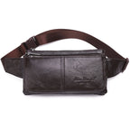 Amblot Coffee Wide-strap leather bum bag