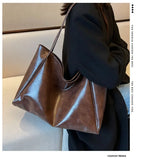 Amblot Coffee Women Leather Tote Bag