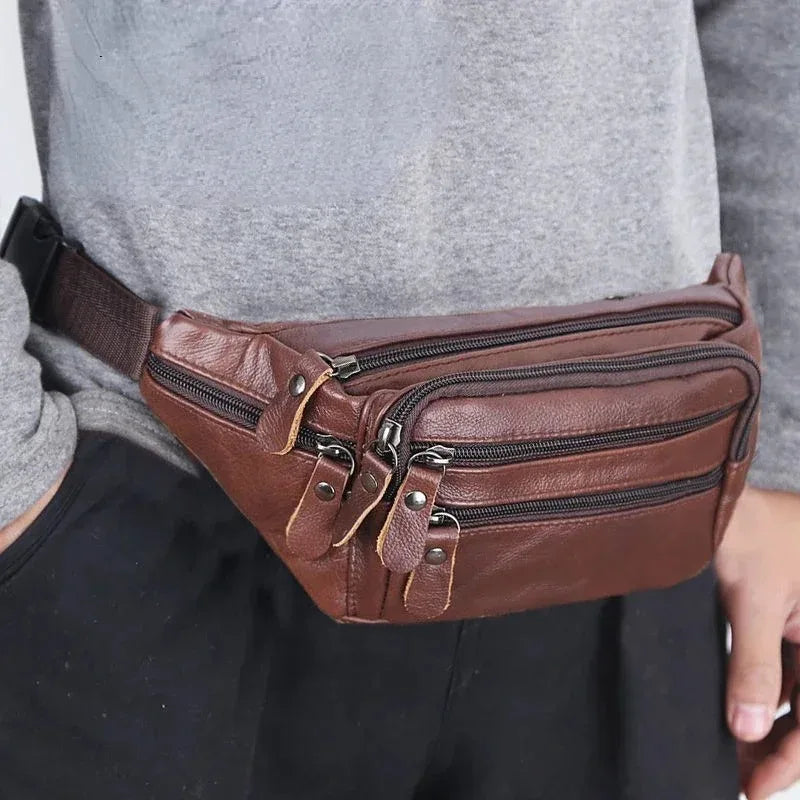 Amblot Coffee Wraparound leather bum bag