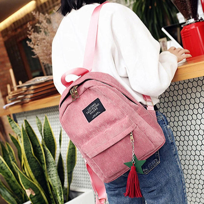 Amblot Colorful women corduroy backpack