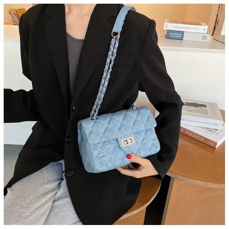 Amblot Compact flap denim handbag