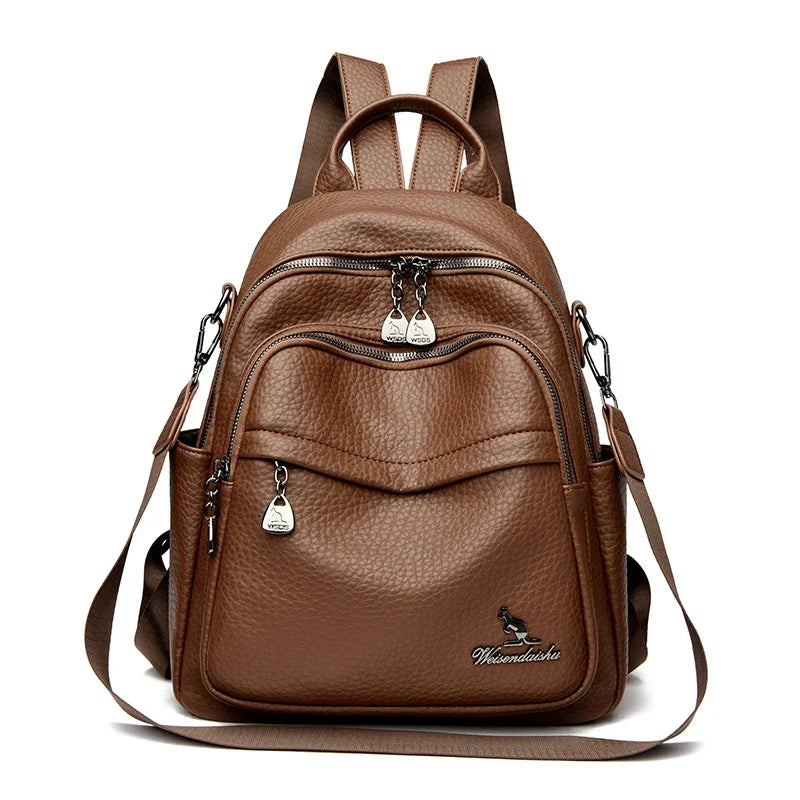Amblot Convertible leather backpack for women