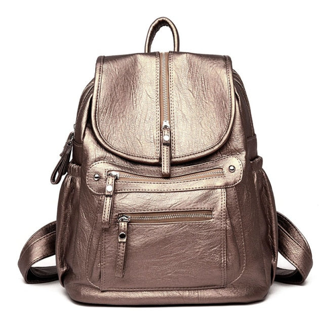 Amblot Copper leather backpack purse for women