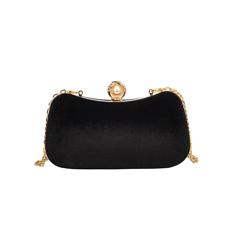Amblot Corduroy clutch bag with  chain strap