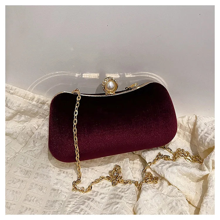 Amblot Corduroy clutch bag with  chain strap