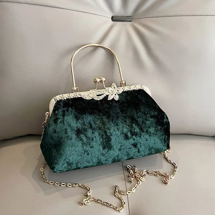 Amblot Corduroy evening clutch bag with wrist strap