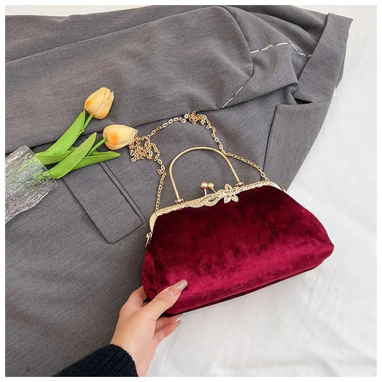 Amblot Corduroy evening clutch bag with wrist strap