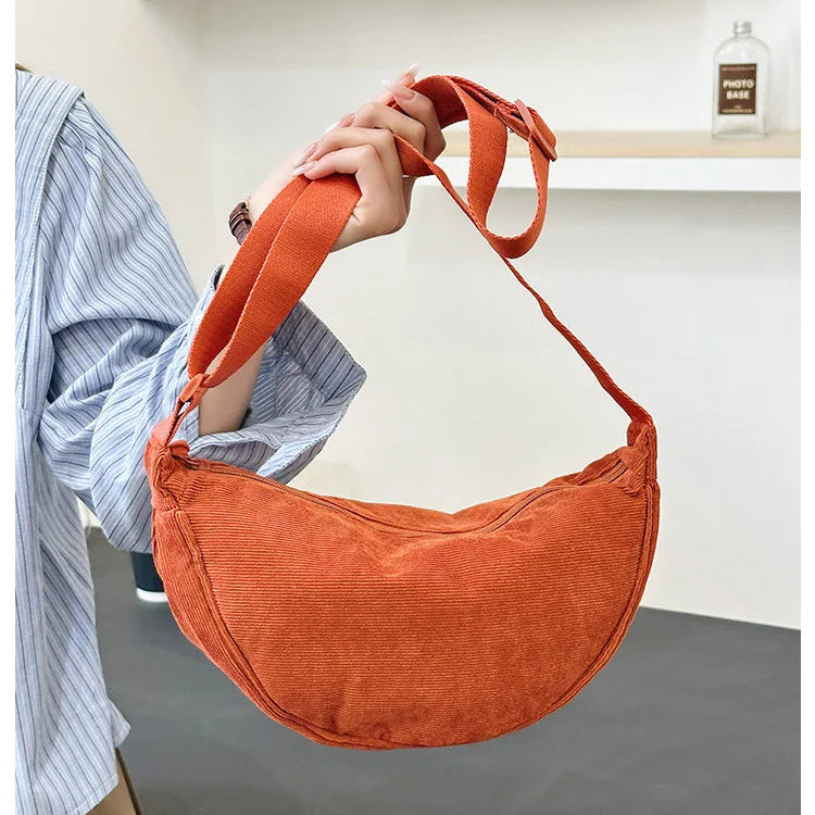 Amblot Corduroy handbag with adjustable shoulder strap