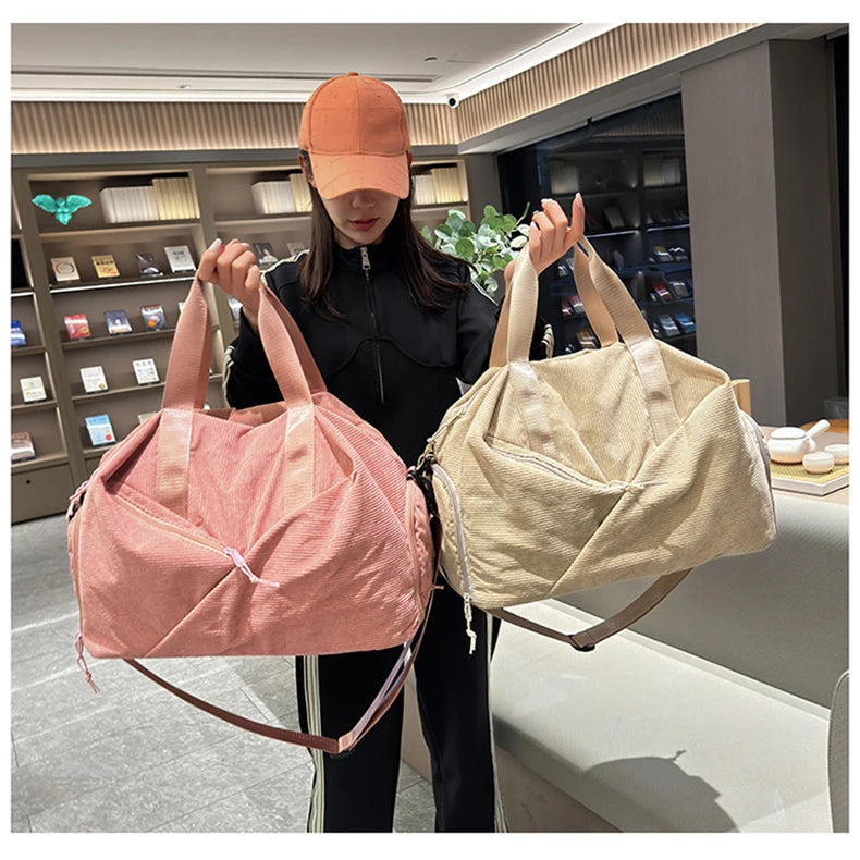 Amblot Corduroy sports gym bag with shoe pocket