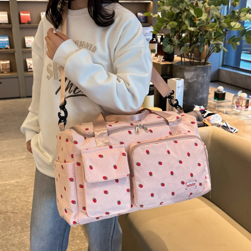 Amblot Corduroy travel toiletry bag with shoulder strap