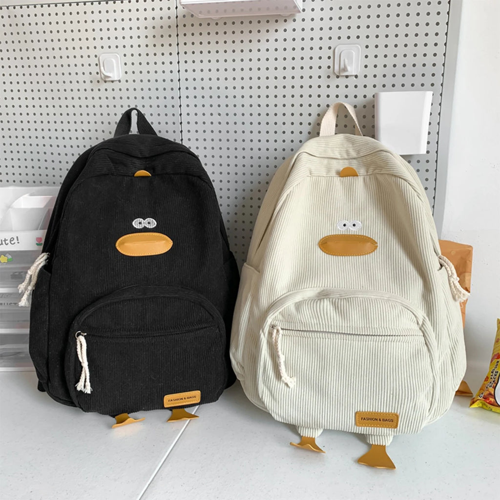 Amblot Cute duck corduroy backpack