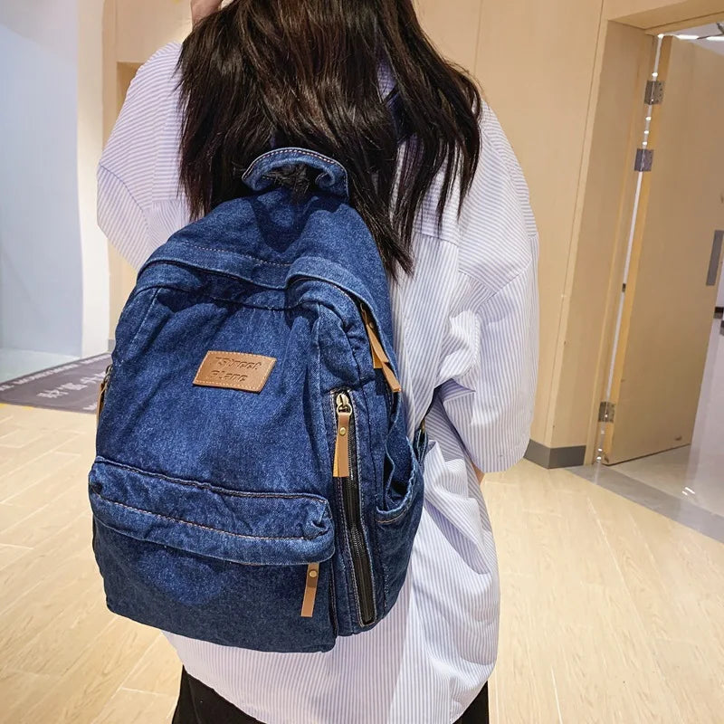 Amblot Dark Blue Denim fashion backpack