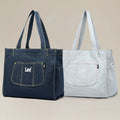 Amblot Dark blue Large denim tote bag with inner compartments