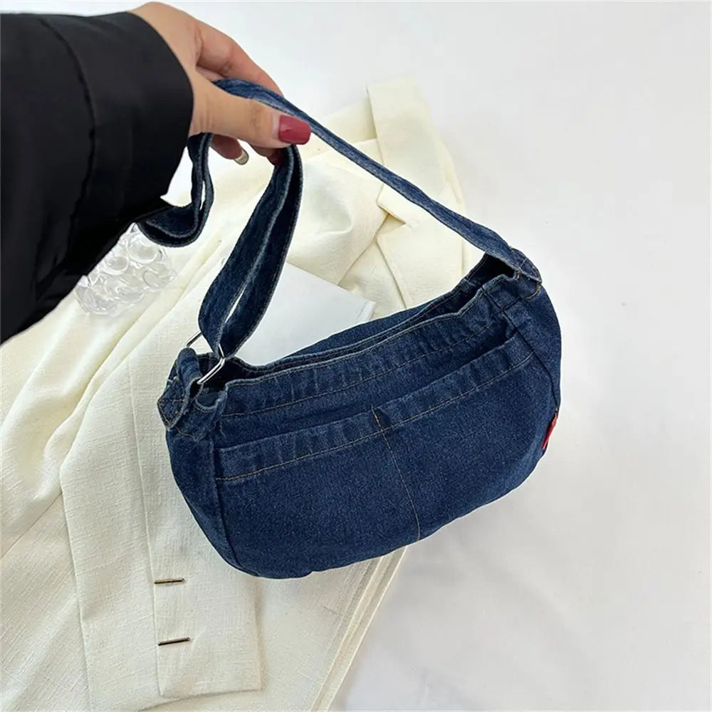 Amblot Dark Blue Modern streetwear denim clutch bag