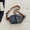 Amblot Dark Blue Washed denim crossbody bag