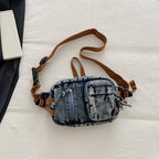 Amblot Dark Blue Washed denim crossbody bag