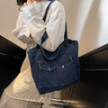 Amblot Dark Blue Washed vintage denim tote bag