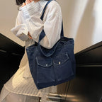 Amblot Dark Blue Washed vintage denim tote bag