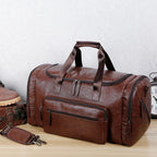 Amblot Dark Brown 1 Vintage leather weekender duffle bag