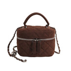 Amblot Dark Brown Classic suede handbag with structured handle